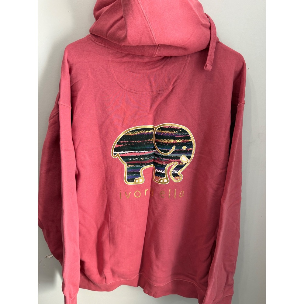 Ivory Ella NWT Mauvewood Striped Elephant Graphic Hoodie Size XL